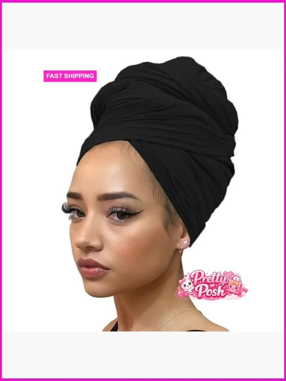 Stretch Jersey Turban Head Wrap Long Solid African Shawl Scarf